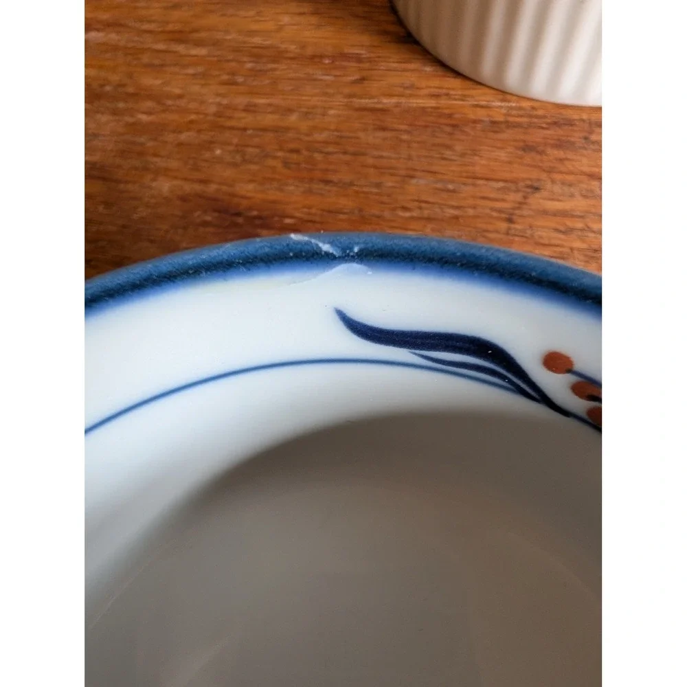 Dansk Bistro Maribo Blue Ramekins Set of 2 Porcelain Custard Cups Japan